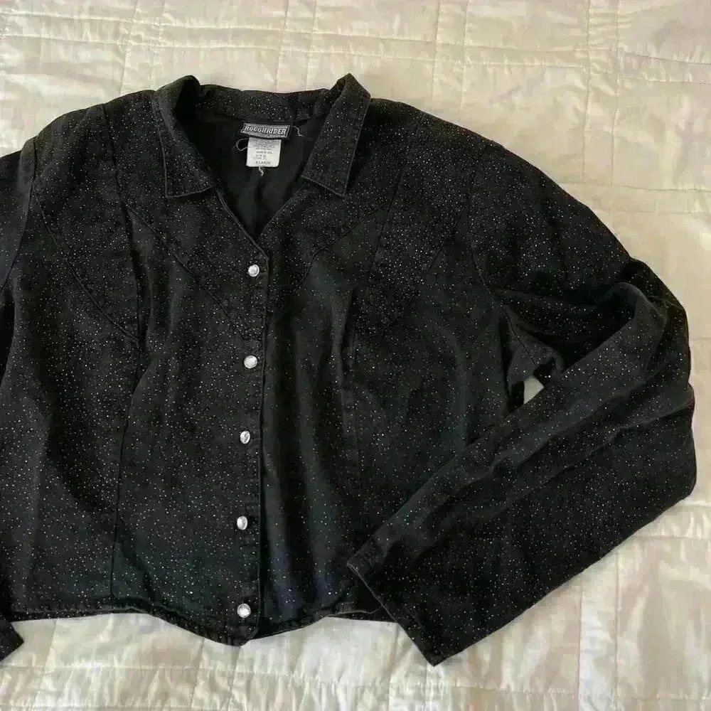 Vintage roughrider western‎ cowgirl black jacket women’s XL whimsigoth buttons